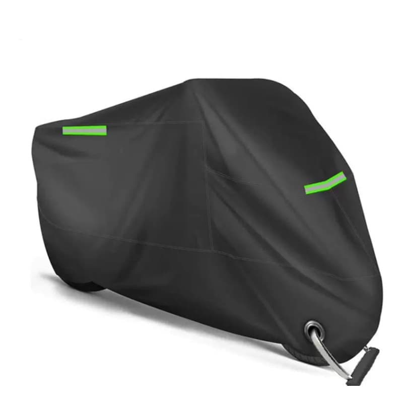 Waterproof Motorcycle and Moped Cover with Reflective Strips, Rain UV Dust Resistant, Black, 265x105x125cm
