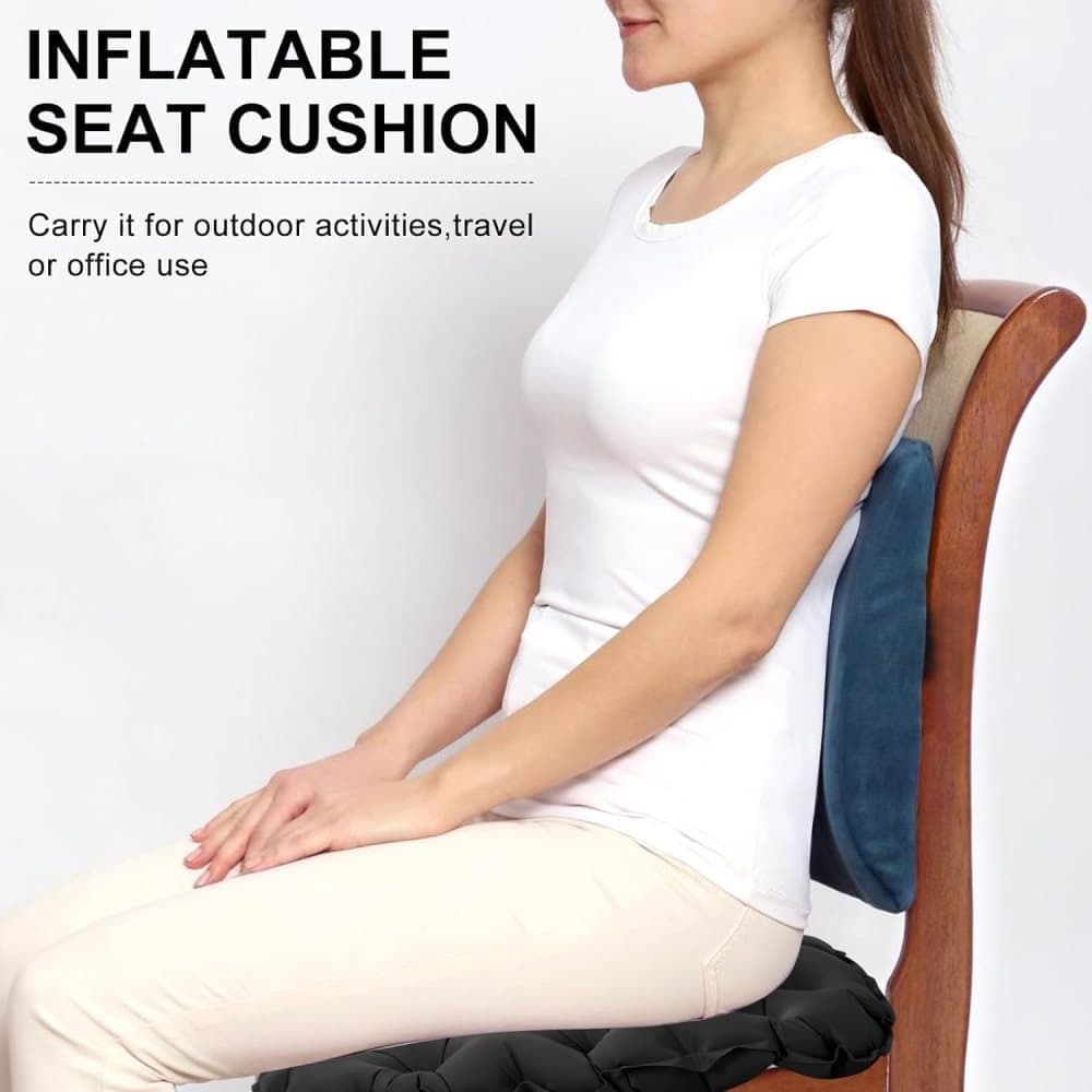Inflatable Seat Cushion Stool, Lightweight Portable Waterproof for Outdoors and Offices, Green