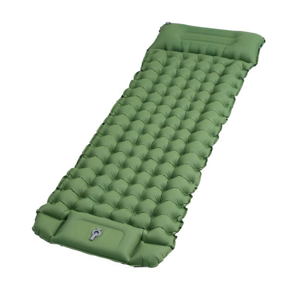 Self-inflating mattress 10cm, waterproof lightweight tear-resistant durable with foot pump for camping beach hiking, Green