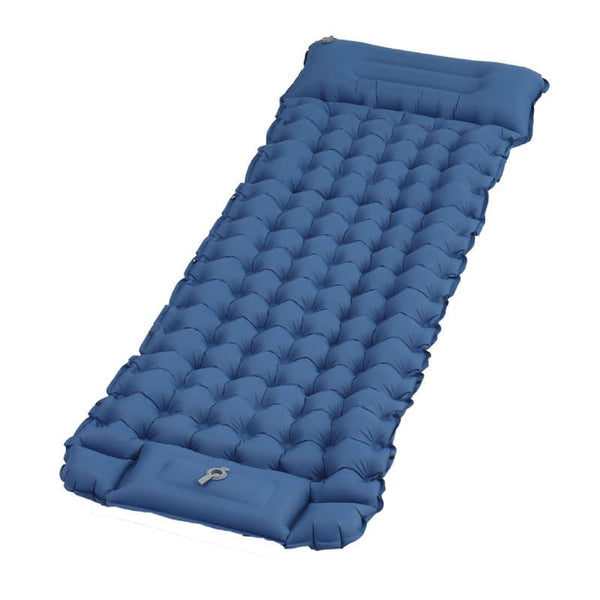 Self-inflating mattress 10cm, waterproof lightweight tear-resistant durable with foot pump for camping beach hiking, dark blue
