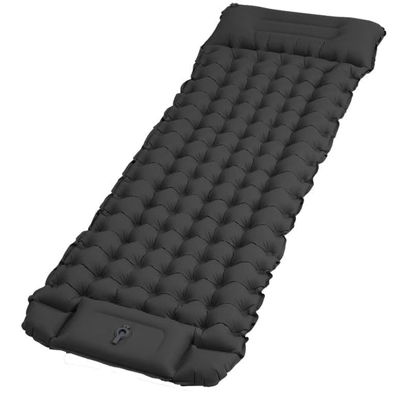 Self-inflating mattress Black, 10cm, waterproof lightweight tear-resistant durable with foot pump for camping beach hiking
