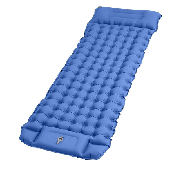 10cm Self-inflating Mattress, Blue, Waterproof Lightweight Tear-Resistant for Camping Beach Hiking with Foot Pump