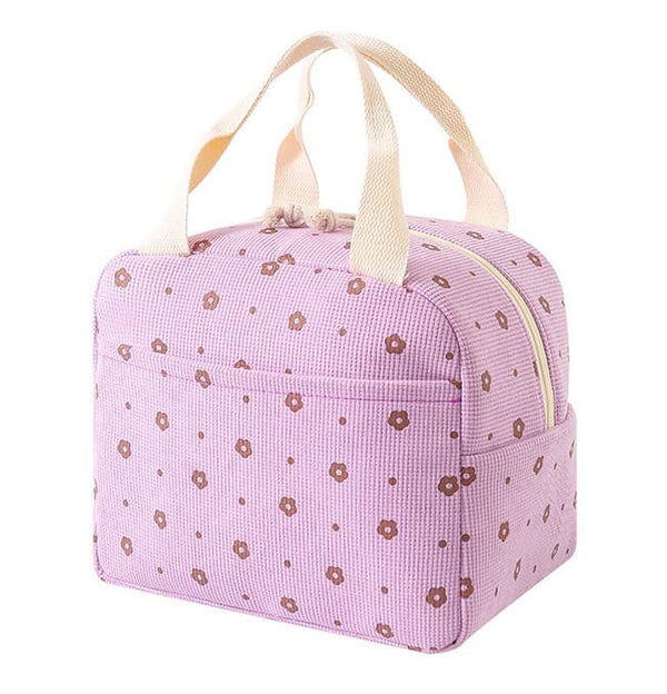 Reusable Corduroy Insulated Cooler Bag for Picnic Food