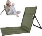 Foldable Beach Chair with Storage Bag, Collapsible Sun Lounger, Padded Lightweight Camping Chair, Green