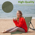 Foldable Beach Chair with Storage Bag, Collapsible Sun Lounger, Padded Lightweight Camping Chair, Green