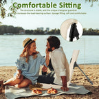 Foldable Beach Chair with Storage Bag, Collapsible Sun Lounger, Lightweight Camping Chair, Beige