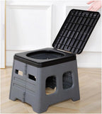 Portable Camping Toilet Foldable with Lid, 150 kg Load Capacity, for Road Trips and Camping Indoors Outdoors