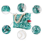1 Pack Waterproof Extra Large Beach Bag for Women, Picnic Shopper, Green, 45L