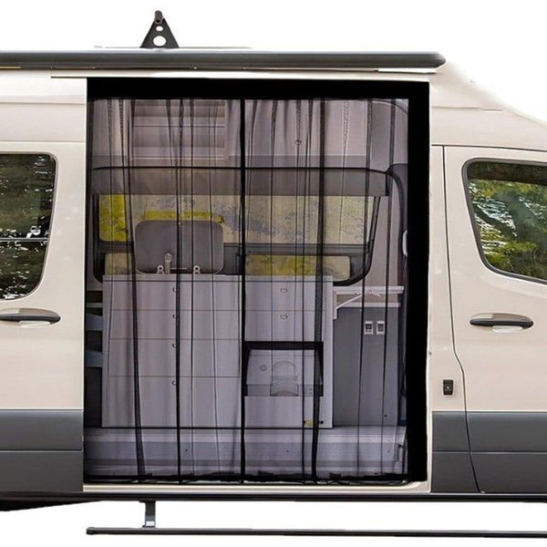 Universal Mosquito Net for Car Trunk with Strong Velcro, Compatible with Motorhomes and Camping, 180 × 150 cm, Black