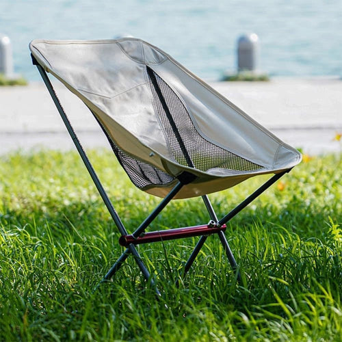 1 Lightweight Folding Camping Chair with Carry Bag, Padded Collapsible Sun Chair in Aluminum, Black