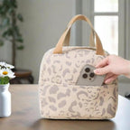 Insulated Lunch Bag Portable Small Reusable Cooler Bag for Food Office Gym Beach Travel, White
