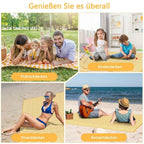 1 Waterproof Picnic Mat with Carrying Handle, Foldable for Camping Beach Park, Yellow, 150x200cm