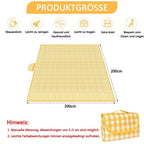 1 Waterproof Picnic Mat with Carrying Handle, Foldable for Camping Beach Park, Yellow, 150x200cm
