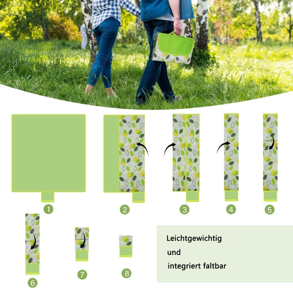 Waterproof Picnic Mat 200x200cm, Foldable with Carrying Handle, Durable for Camping Beach Park Outdoor Activities, Dark Green