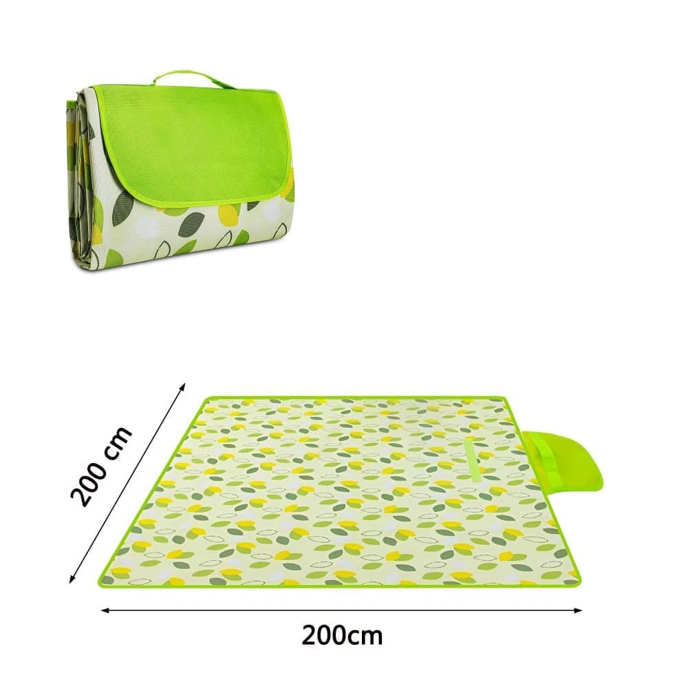 Waterproof Picnic Mat 200x200cm, Foldable with Carrying Handle, Durable for Camping Beach Park Outdoor Activities, Dark Green
