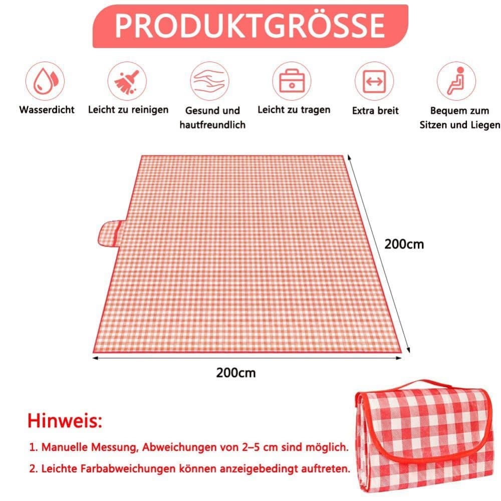 Waterproof Picnic Mat Foldable with Carrying Handle for Camping Beach Park Outdoor, Durable, 150x200cm, Pink