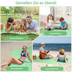 Waterproof Picnic Mat Foldable with Carrying Handle for Camping Beach Park Outdoor Activities, 150x200cm, Green