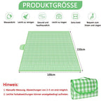Waterproof Picnic Mat Foldable with Carrying Handle, Durable for Camping Beach Park Outdoor, 100x150cm, Green