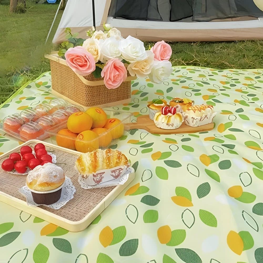 Waterproof Picnic Mat Foldable with Carrying Handle for Camping Beach Park Outdoor Activities, 100x150cm, Dark Green