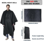 3-in-1 Waterproof Rain Jacket Poncho with Hood, Breathable Raincoat, Black