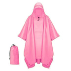 3-in-1 Multifunctional Waterproof Rain Jacket Poncho with Hood, Breathable Raincoat Pink
