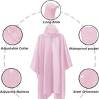 3-in-1 Multifunctional Waterproof Rain Jacket Poncho with Hood, Breathable Raincoat Pink