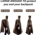 3-in-1 Waterproof Rain Jacket Poncho with Hood, Breathable for Outdoor Activities, Brown