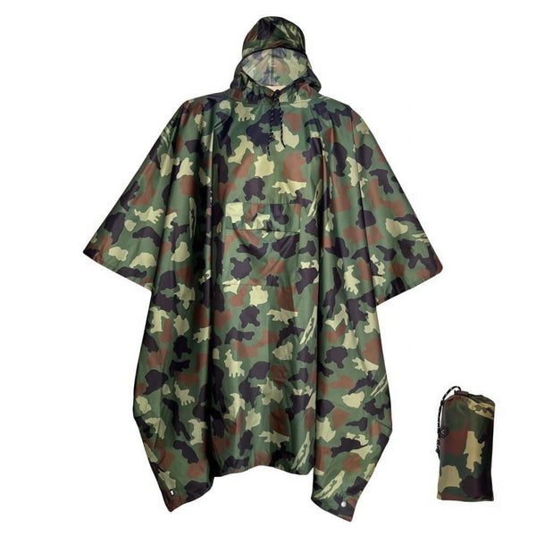 3-in-1 Waterproof Rain Jacket Poncho with Hood, Breathable Outdoor Raincoat for Men Women, Multicolored