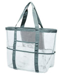 Foldable Mesh Beach Bag with 6 Pockets, Family Picnic Bag, Gray, One Size