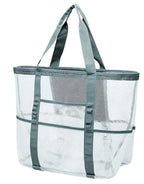 Foldable Mesh Beach Bag with 6 Pockets, Family Picnic Bag, Gray, One Size