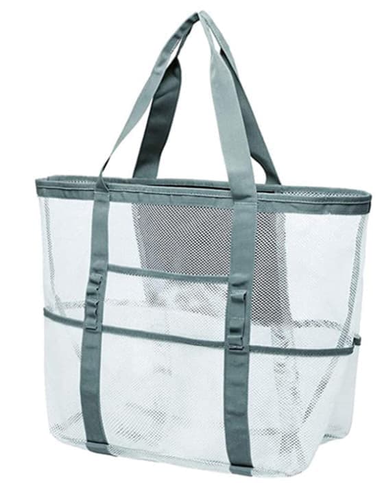 Foldable Mesh Beach Bag with 6 Pockets, Family Picnic Bag, Gray, One Size