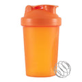 400ml Protein Shaker with Leak-proof Design, Stainless Steel Strainer and Measuring Scale, Multiple Colors (Orange)