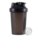 400 ml Protein Shaker, Leak-proof Water Bottle with Stainless Steel Strainer and Measuring Scale, Black
