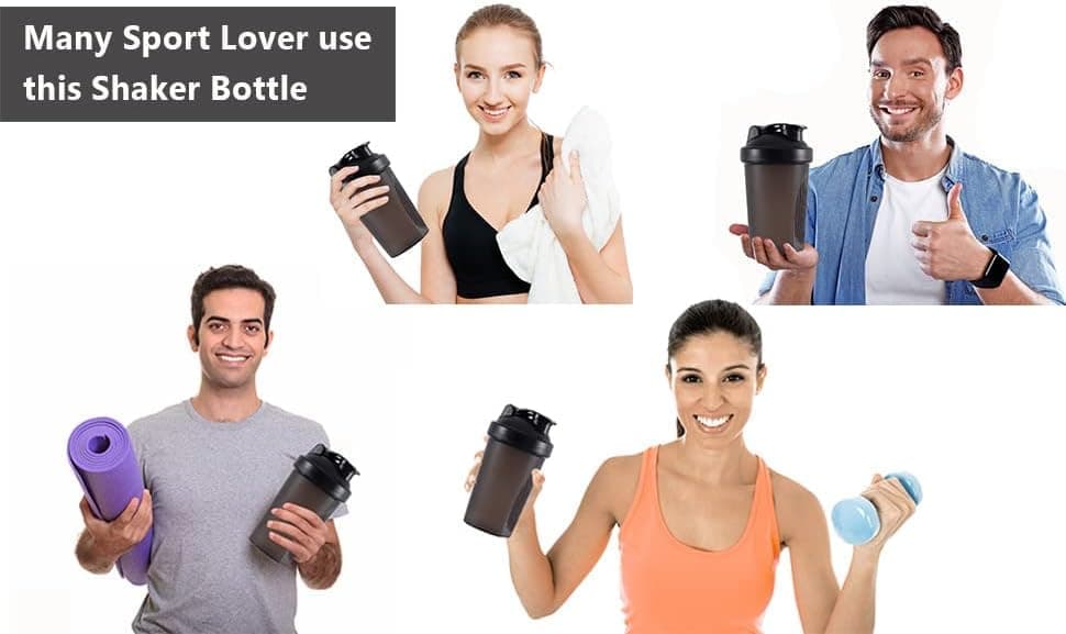 400ml Protein Shaker with Leak-proof Design, Stainless Steel Strainer and Measuring Scale, Multiple Colors, Green