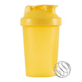 Protein Shaker 400 ml, Leak-proof Water Bottle with Stainless Steel Strainer and Measuring Scale, Yellow