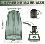4 pcs Mosquito Net for Hat, Dark Green, Waterproof Adjustable Ultra-fine with Storage Bag, for Fishing Hiking Camping Garden