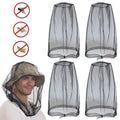 4 pcs Mosquito Net for Hat, Black, Waterproof Adjustable Ultra-fine with Storage Bag, for Fishing Hiking Camping Garden