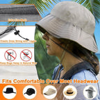 4 pcs Mosquito Net for Hat, Black, Waterproof Adjustable Ultra-fine with Storage Bag, for Fishing Hiking Camping Garden