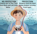 4 pcs Mosquito Net for Hat, Black, Waterproof Adjustable Ultra-fine with Storage Bag, for Fishing Hiking Camping Garden