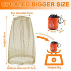 4 pcs Mosquito Net for Hat, Waterproof Adjustable Ultra-fine with Storage Bag, for Fishing Hiking Camping, Beige