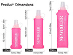 150ml 250ml 500ml Foldable Water Bottle BPA-Free Soft Bottle for Marathons Camping Hiking, 500ML, Dark Pink