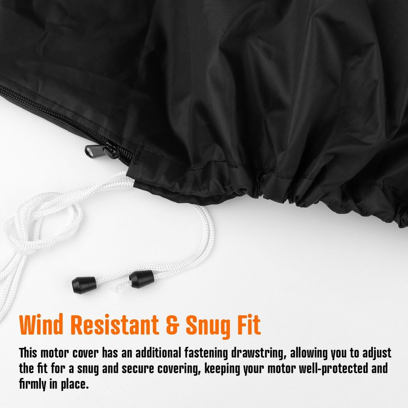 600D Oxford Cloth Outboard Motor Cover, Waterproof UV Resistant Boat Engine Protective Cover for Yacht Fishing Boat（15-20HP）