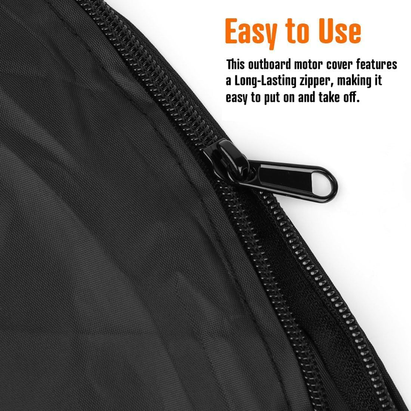 600D Oxford Cloth Outboard Motor Cover, Waterproof UV Resistant Boat Engine Protective Cover for Yacht Fishing Boat（175-225HP）