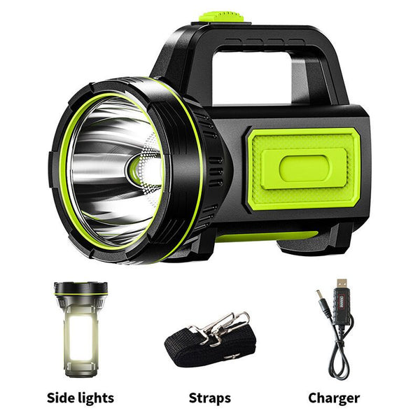 USB Rechargeable LED Flashlight with Side Light, Waterproof Emergency Torch