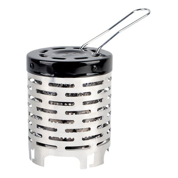 Mini Camping Gas Stove Metal Heater with Handle and Stainless Steel Cover