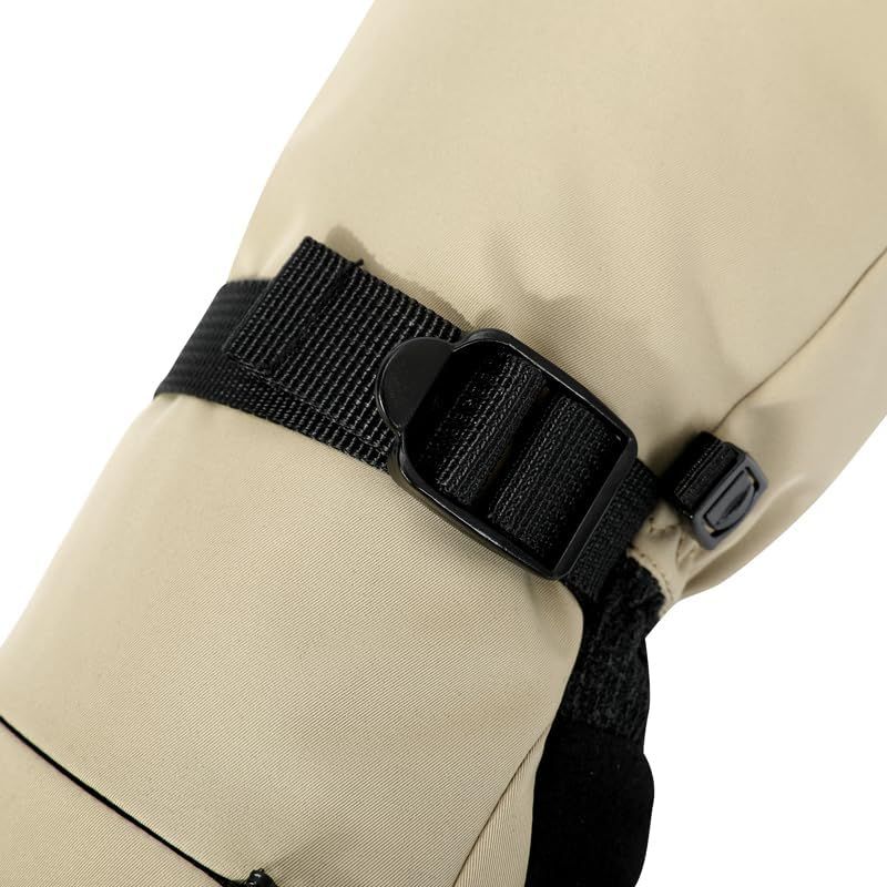 Waterproof Windproof Thermal Winter Gloves - Ski Gloves for Men & Women - Removable Wrist Support - Suitable for Snowboarding, Winter Sports, Cold Weather (Size XL, Khaki)