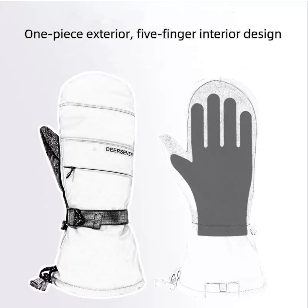 Waterproof Windproof Thermal Winter Gloves - Ski Gloves for Men & Women - Removable Wrist Support - Suitable for Snowboarding, Winter Sports, Cold Weather (Size XL, Khaki)