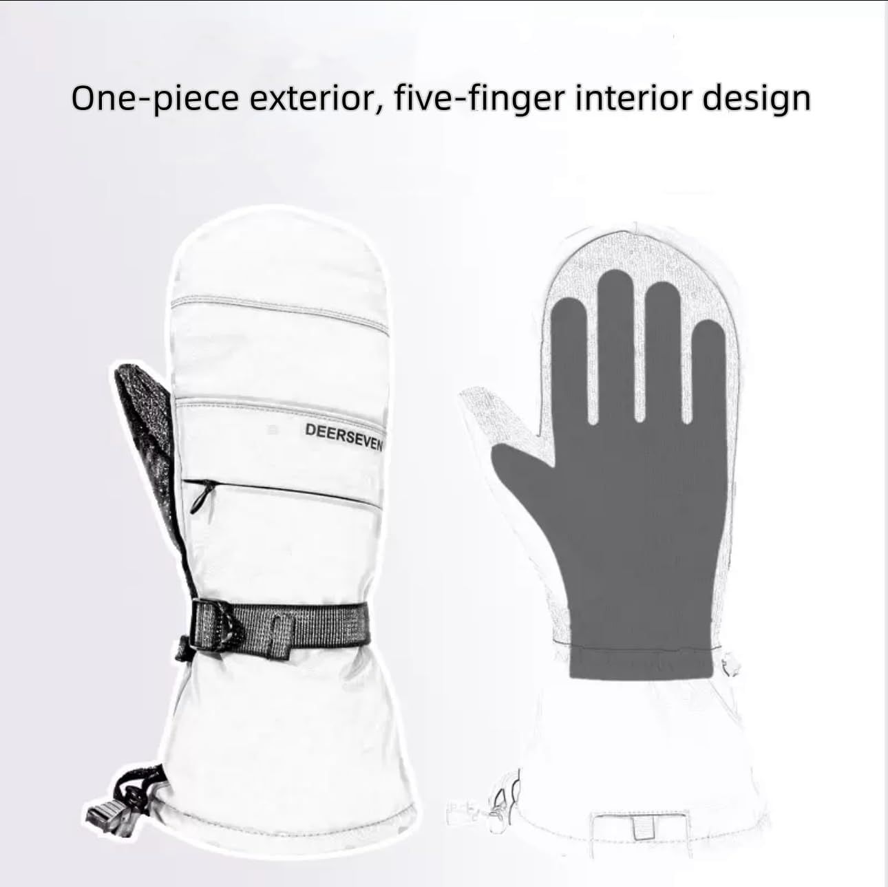 Waterproof Windproof Thermal Winter Gloves - Ski Gloves for Men & Women - Removable Wrist Support - Suitable for Snowboarding, Winter Sports, Cold Weather (Size M, Khaki)