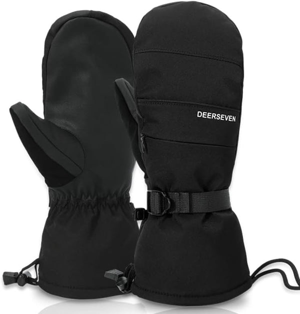 Black Windproof Waterproof Gloves with Thermal Winter Protection