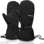 Waterproof Windproof Thermal Winter Gloves - Ski Gloves for Men & Women - Removable Wrist Support - Suitable for Snowboarding, Winter Sports, Cold Weather (Size M, Black)